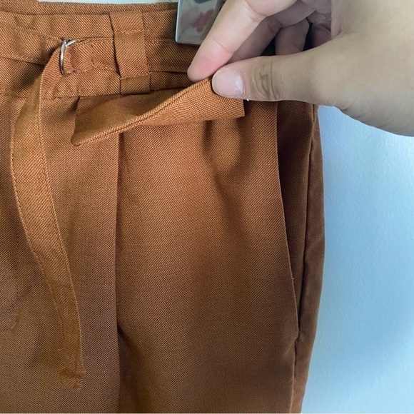 Frank and Oak Women High-Rise Belted Pants in Terracotta / Rust Brown • sz US 2 - Picture 4 of 10